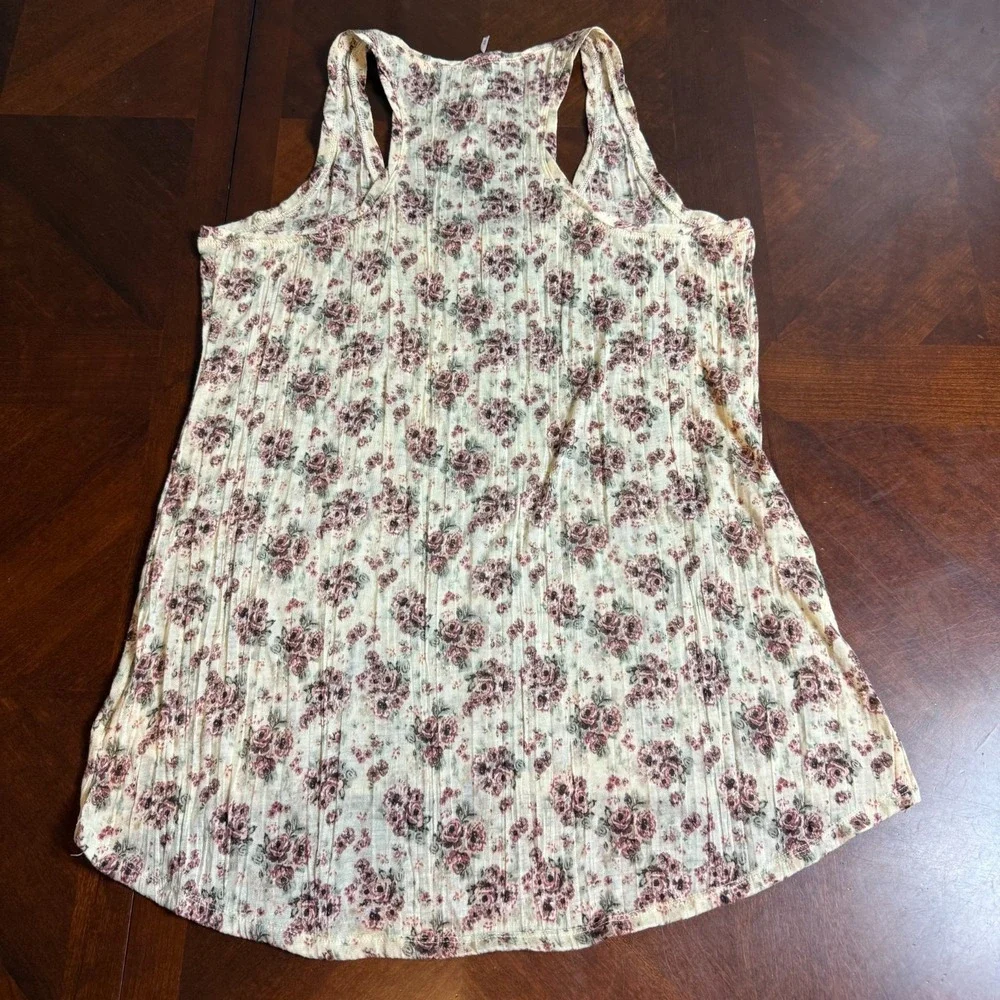 Free People y2k ‎ Racerback Floral Tank Top Women M Romantic Boho Hippie